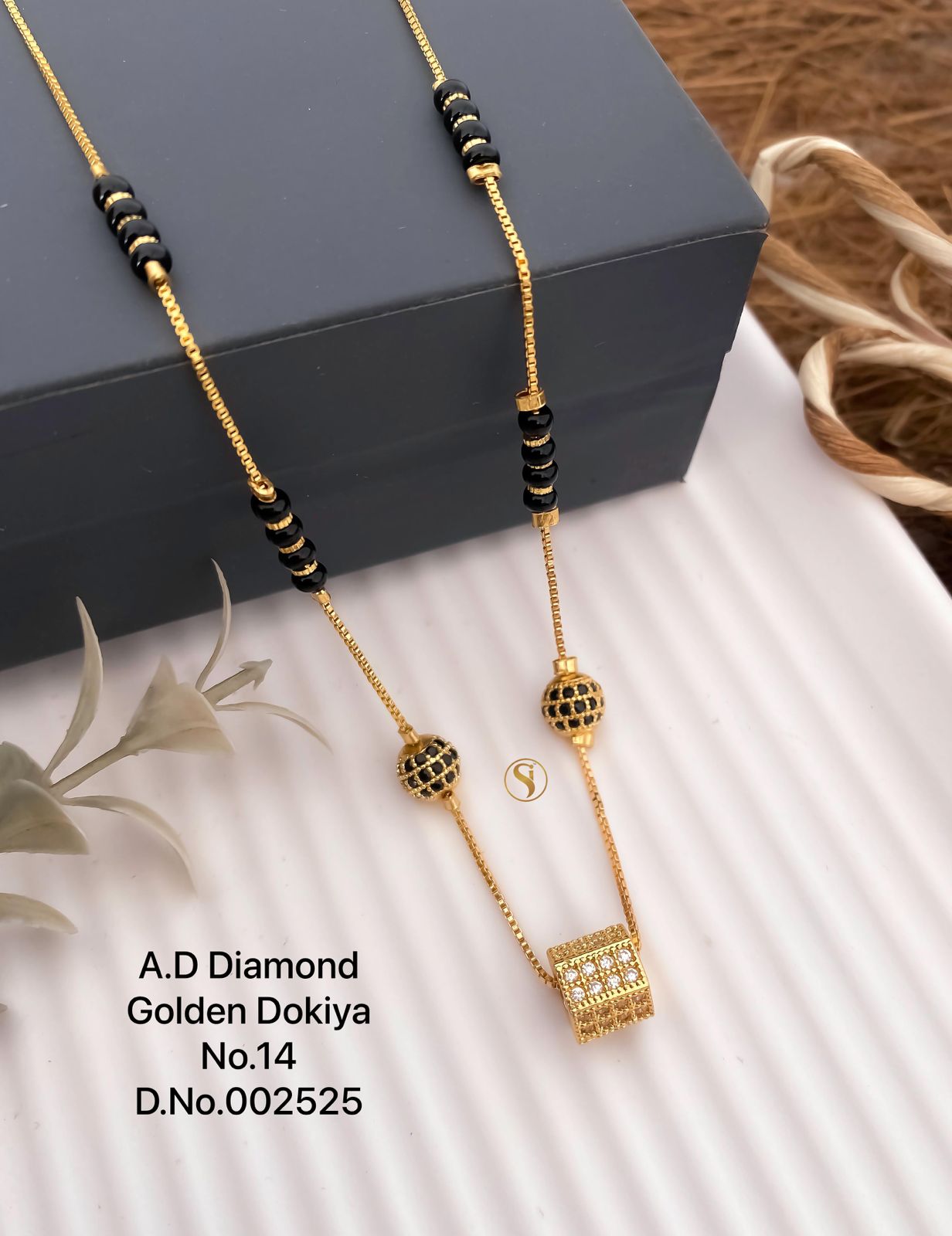 Dokiya 3 AD Diamond Golden Mangalsutra Wholesale Price In Surat
